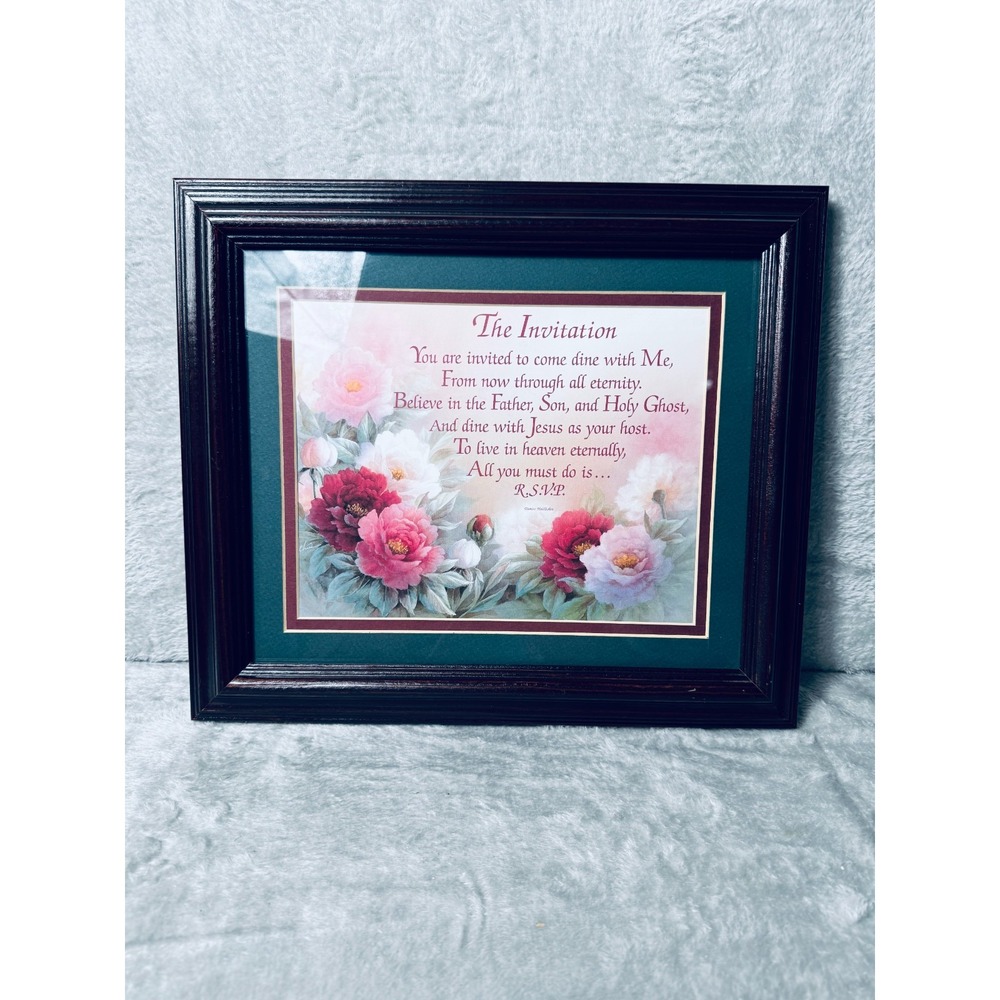 Framed Floral Christian Poem Art Faith "The Invitation" by Diane Hohbein 14x12 - Picture 5 of 13